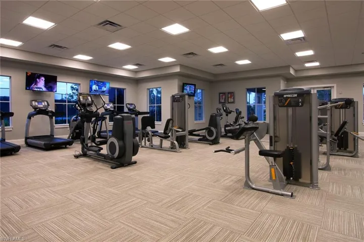 Gym featuring a drop ceiling