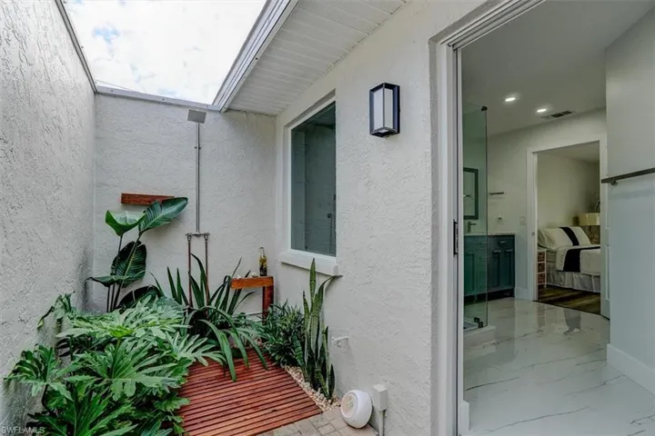 View of outdoor shower in primary