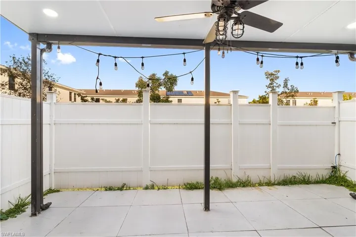 View of patio / terrace featuring ceiling fan