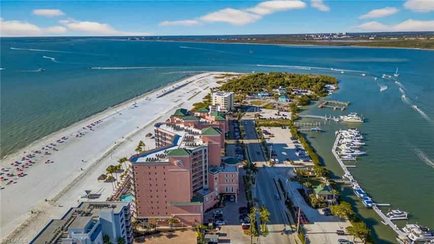 Bird's eye view of a nearby body of water