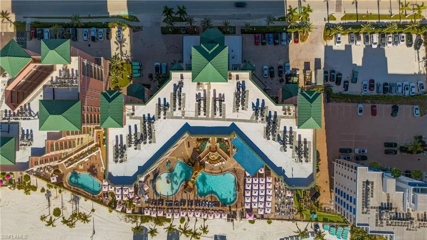 Aerial view of a pool