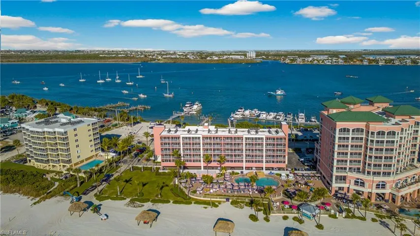 Aerial view of a nearby body of water
