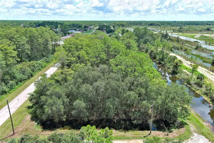 Aerial view of a nearby body of water