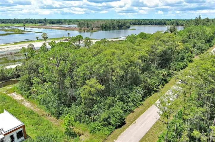 Bird's eye view of a nearby body of water