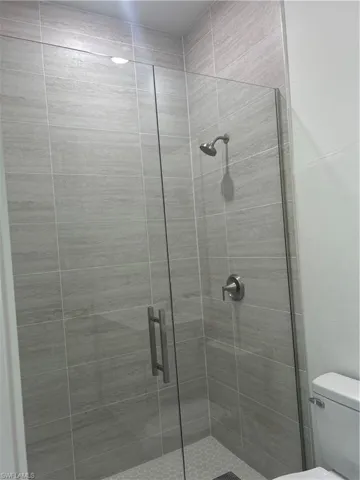 Bathroom with an enclosed shower and toilet