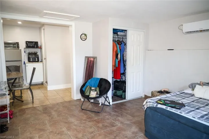Pool area outside bathroom