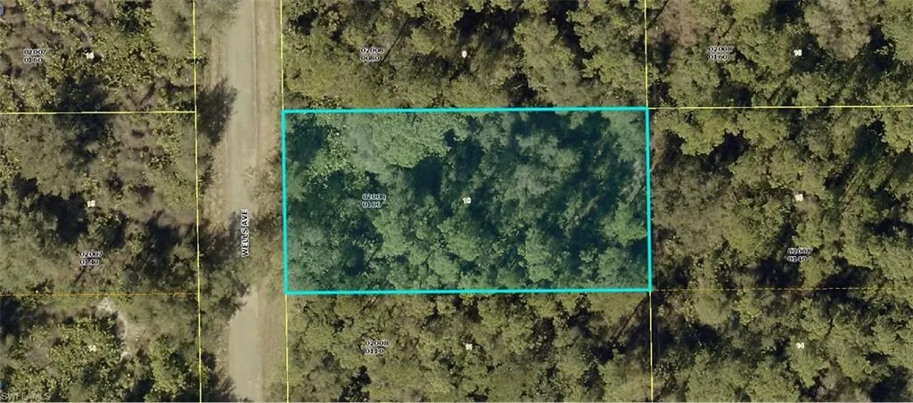 Aerial overview of property's location featuring property boundaries highlighted