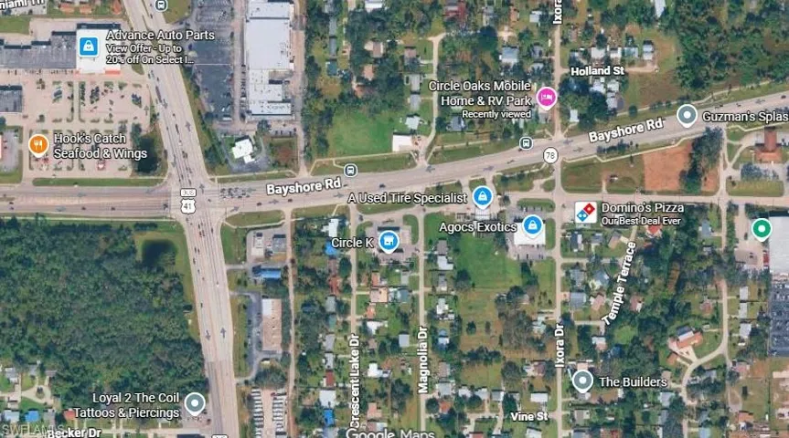 broader Circle Oaks aerial view and location