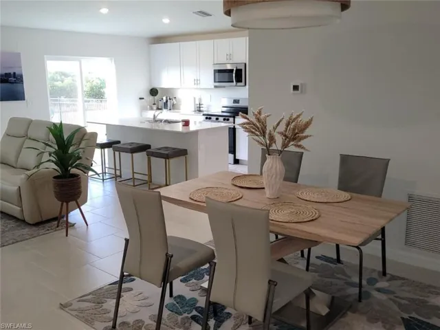 Open kitchen and dining area