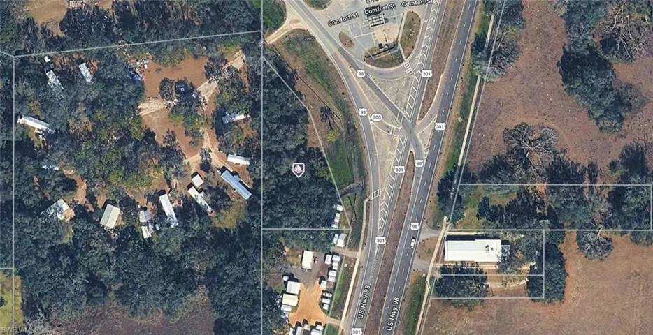 Aerial Map. Displaying the property's boundaries and surrounding infrastructure