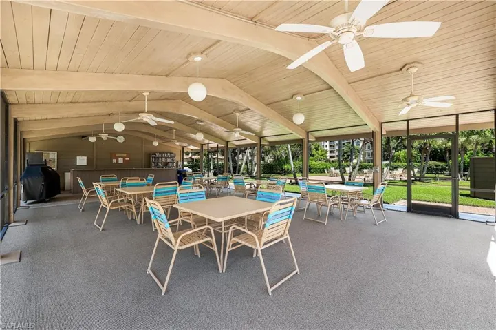 Enjoy a game of tennis or gather with friends in the shaded pavilion.