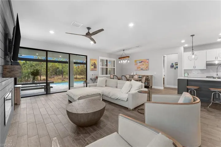 Living room with ceiling fan