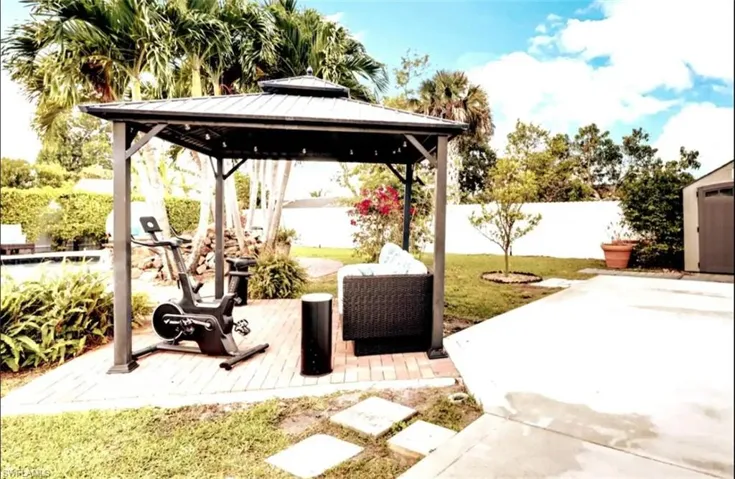 View of patio / terrace featuring a gazebo