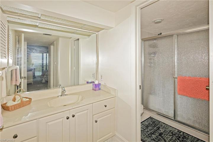 Main bath with walk in shower.