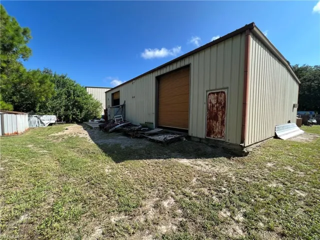 Rear left of building