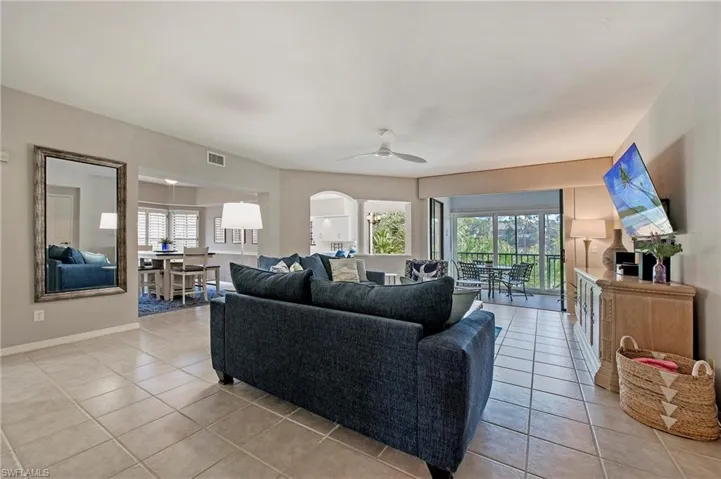 View of living area from entryway.