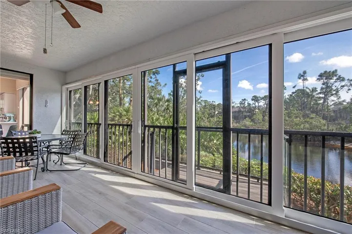 Enclosed screened lanai. Doors can be opened in order to enjoy the fabulous winter breeze or kept closed during the summer months.