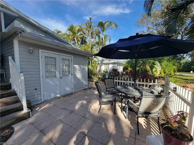 View of patio featuring outdoor dining area