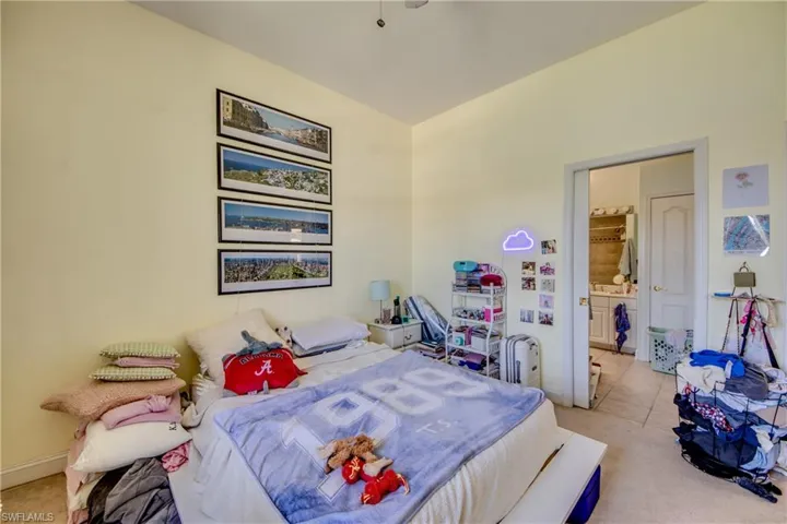 Bedroom 2 has an attached bathroom with a pocket door. This bathroom is also accessible from the family room.