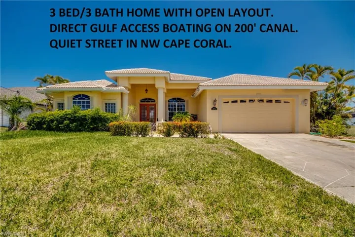 Spacious waterfront pool home in NW Cape has 3 beds/3 baths and an oversized garage.