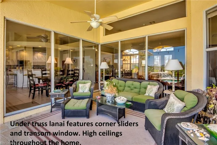 The lanai is a great place to relax and to view the swimmers in the pool. Corner sliders open up wide for maximum enjoyment.