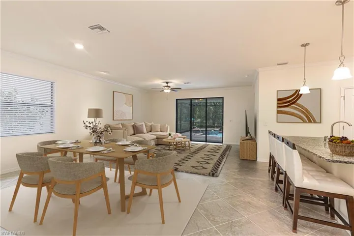 Dining and family room. Note this photo is staged.