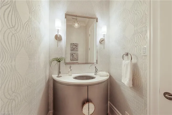 Beautifully decorated powder room.