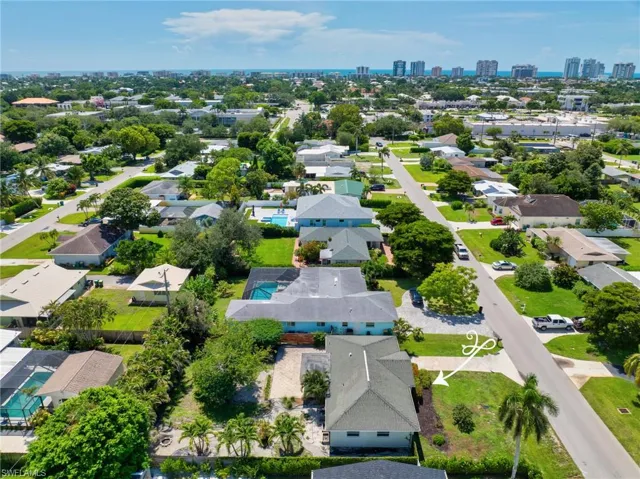 Aerial perspective of suburban area