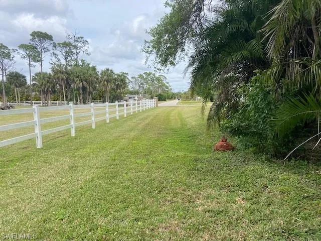 The rear view of the property line.  Neighbors fence is in the middle of the easement.