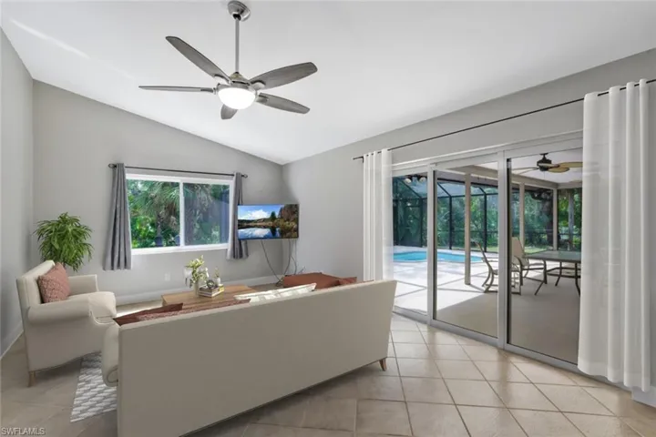 Virtually Staged Great Room with Impact Doors and Windows