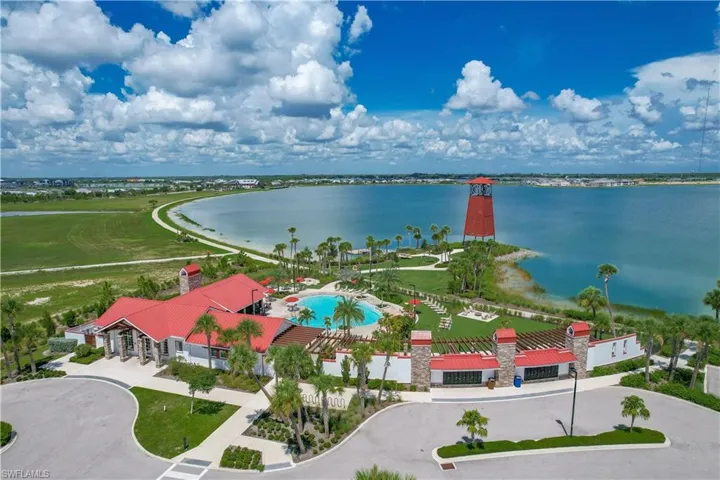 Drone / aerial view of a large body of water