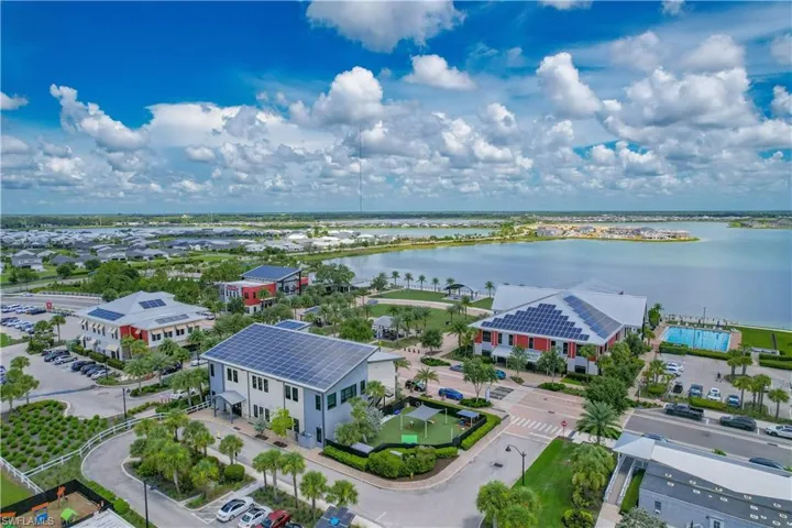 Drone / aerial view of a large body of water