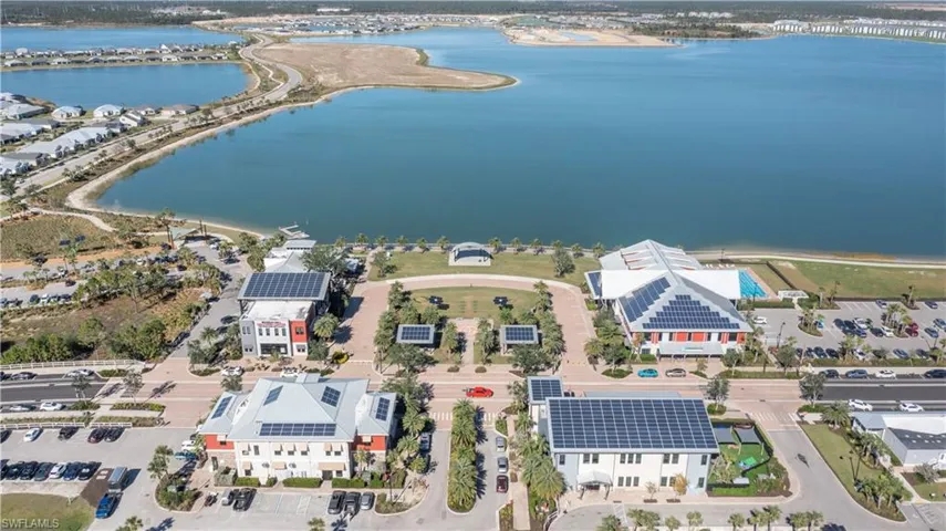 Drone / aerial view of a large body of water