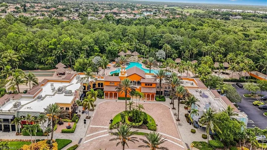 Drone / aerial view of a pool