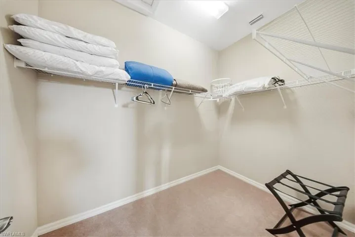 Walk in closet featuring carpet