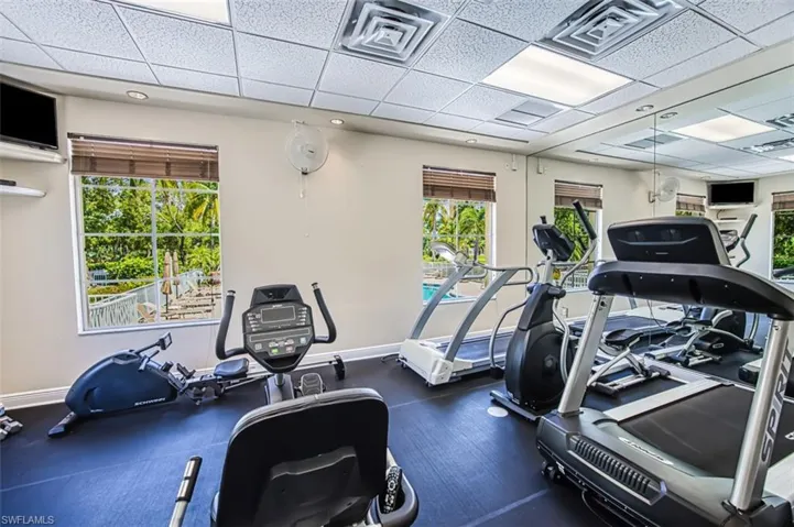 Workout area with a drop ceiling