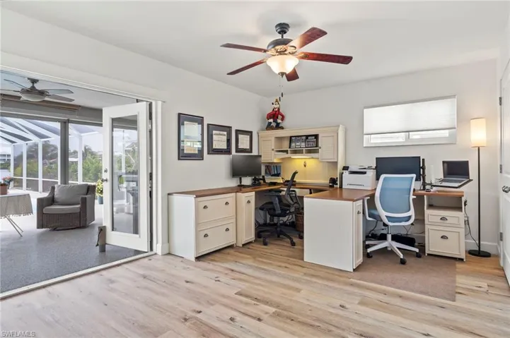 Bedroom 3/Office with French doors to covered Lanai