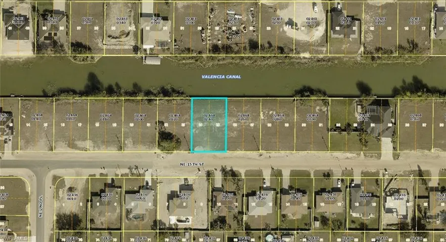 Aerial map of property and surrounding area featuring property parcel outlined