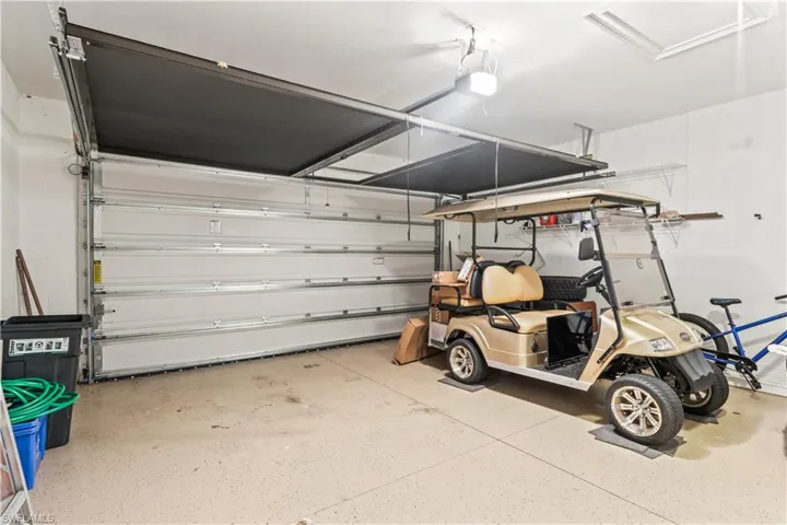 A clean and practical area for parking, storage, and projects.