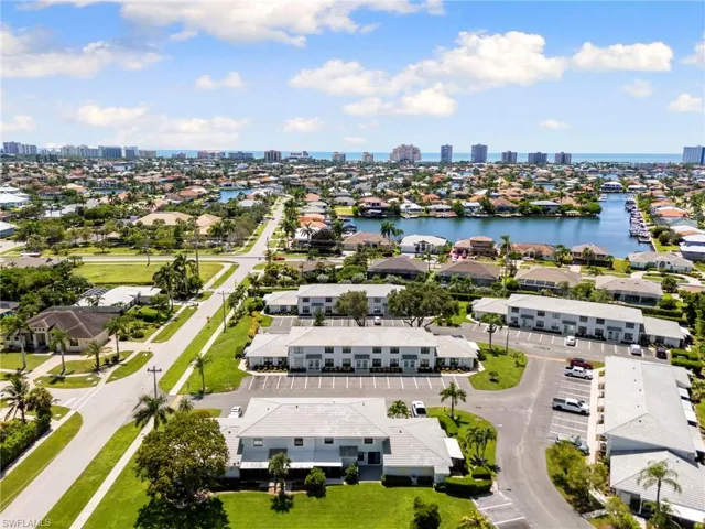 View of urban area with a large body of water