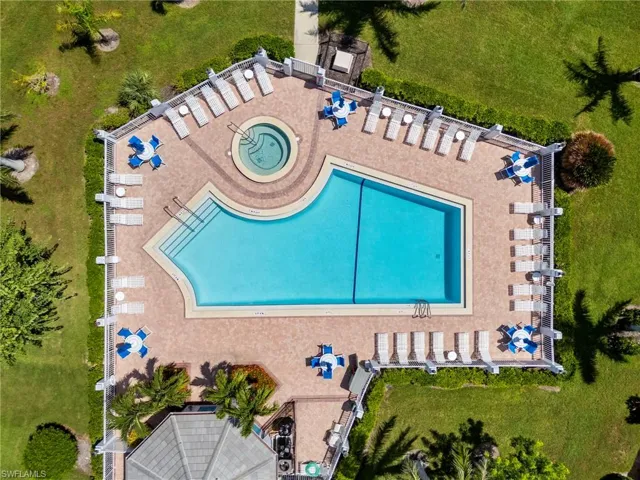 Bird's eye view of a pool area