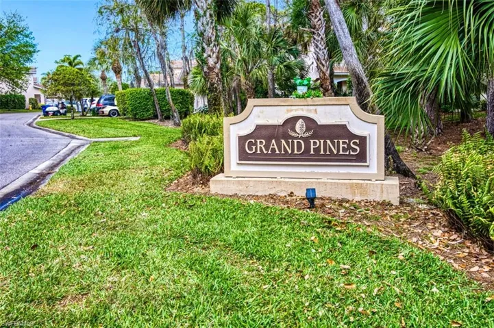 Community sign with a yard