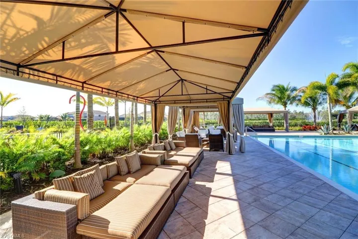 View of pool featuring an outdoor hangout area, a gazebo, and a patio