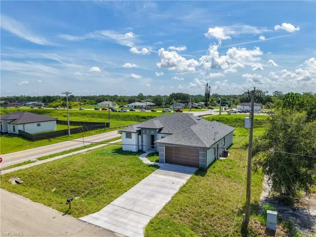 Aerial perspective of suburban area