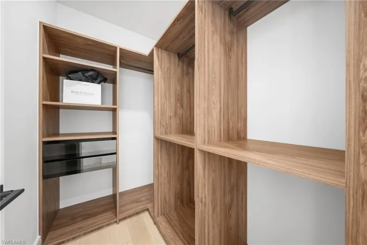 Spacious closet with light wood-style flooring