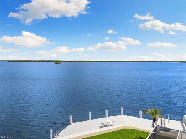 View of water feature featuring a boat dock