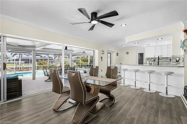 Dining area with easy flow to kitchen and outdoor space.