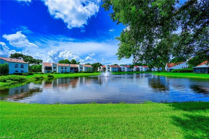 View of lake & water feature in back