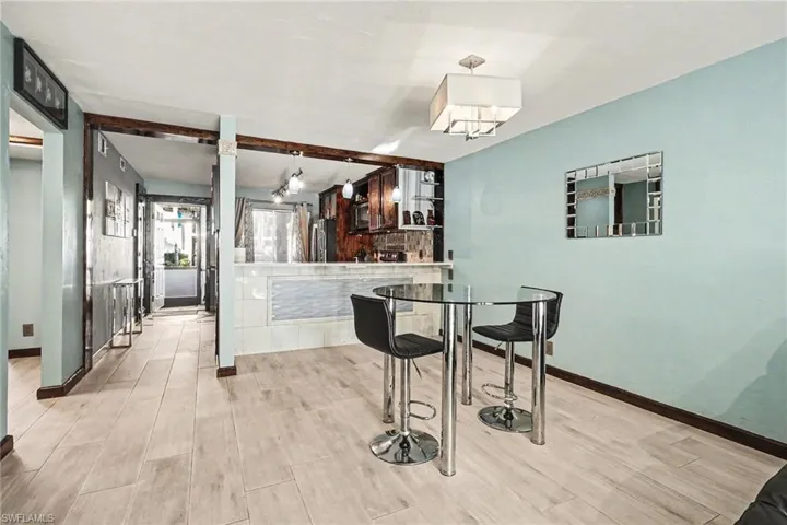 Dining area featuring light wood-style flooring