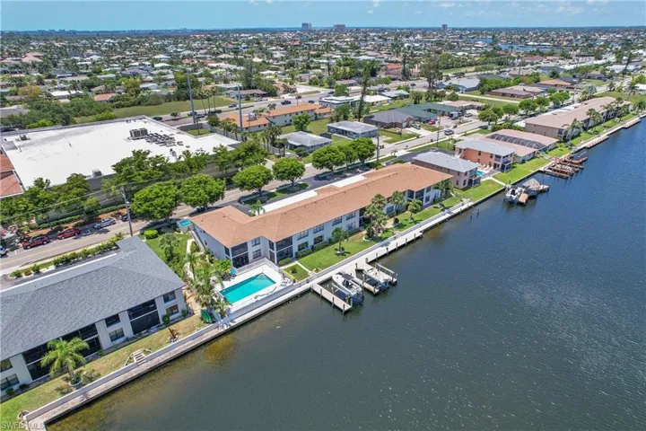 Bird's eye view of a nearby body of water